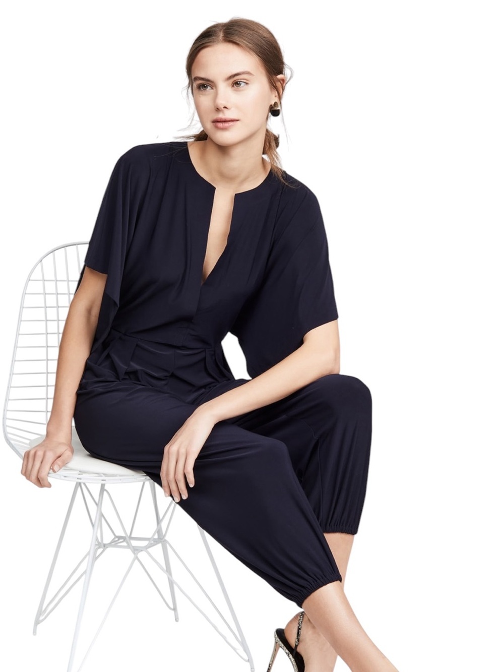 Norma Kamali Kulture Rectangle Jog Jumpsuit XS Black Jersey Knit Kimono Sleeve